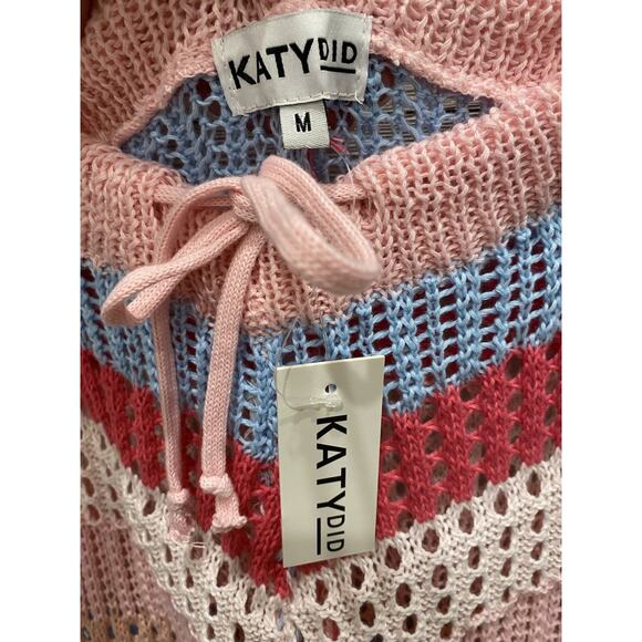 Womens Crochet Pants Sz Medium NEW Pink & Blue Knit Summer Beach Vacation Resort - Picture 3 of 11